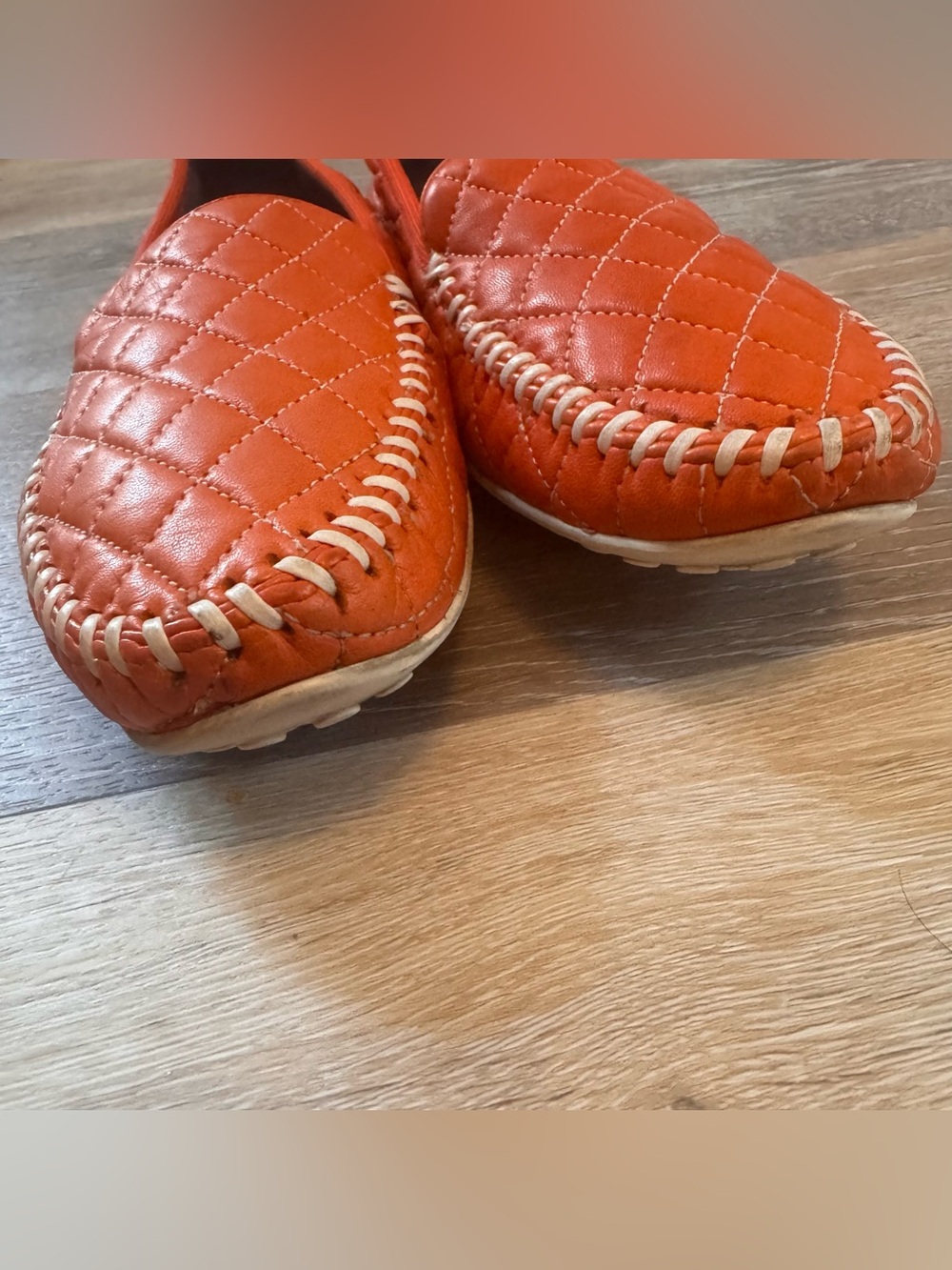 Robert Zur Orange leather quilted loafers size 8 - Picture 5 of 7